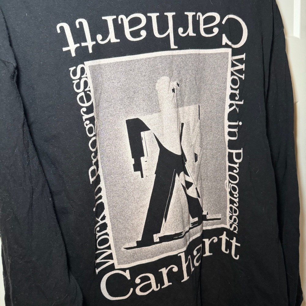 Carhartt WIP LS Foundation Men’s Long-Sleeve Black Logo Tee Medium - Picture 6 of 6